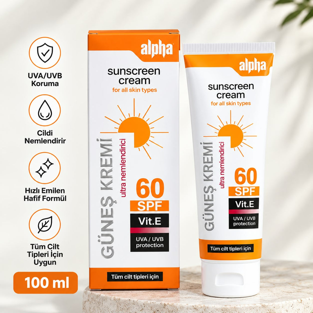 Alpha SPF 60 Güneş Koruyucu Krem – 100 ml ☀️